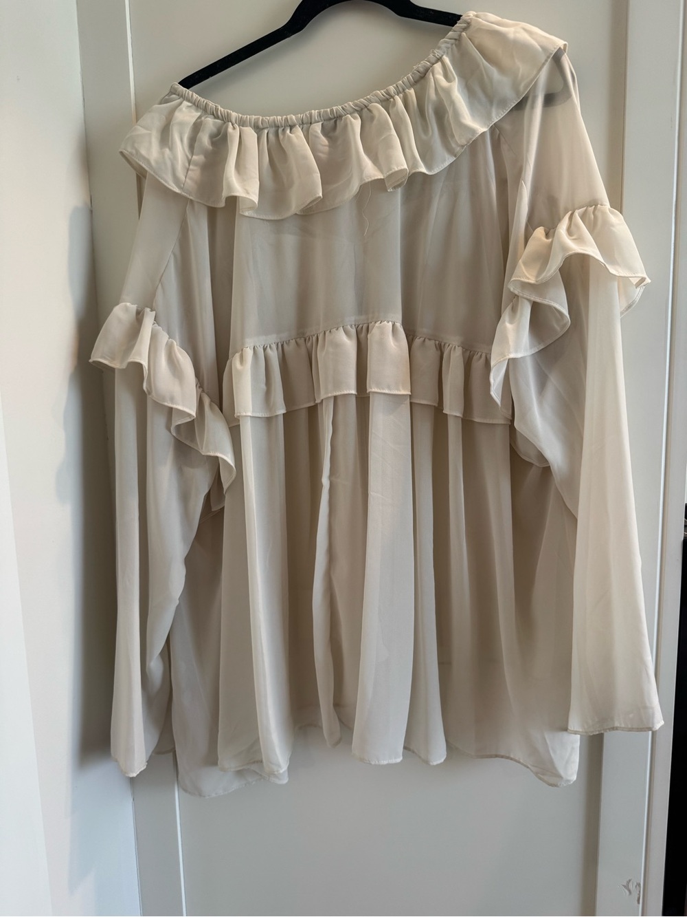 H&M Cream Ruffle Off-Shoulder Blouse - Picture 2 of 2